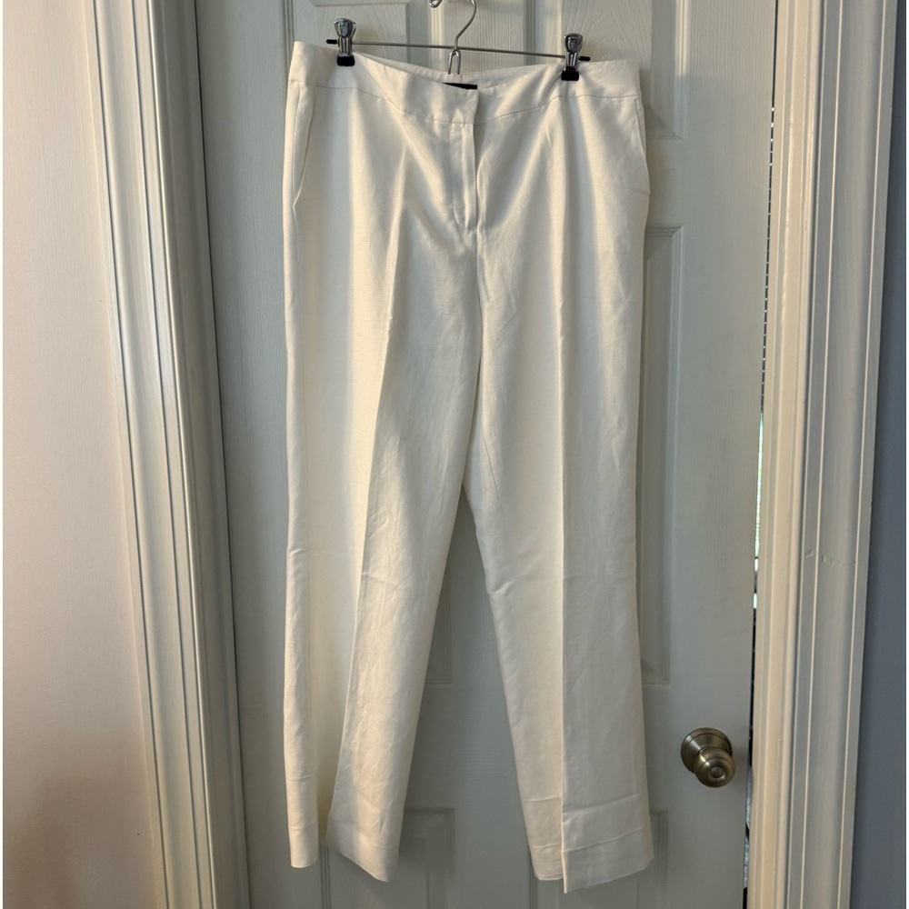 Nine West White Linen blend lined Pants Size 10